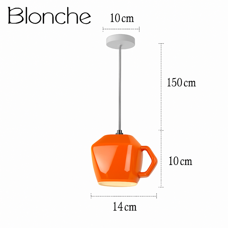 Suspension LED moderne en forme de tasse à caf renservée