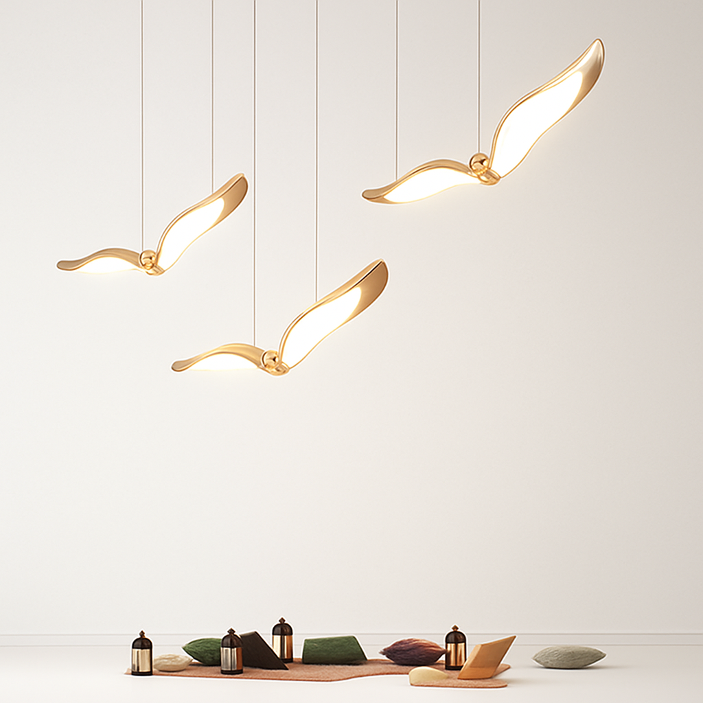 suspension led mouette acrylique de luxe éclairage intérieur - vue 5 sur 11