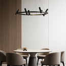 suspension led nordique en métal noir rotative pour intérieur