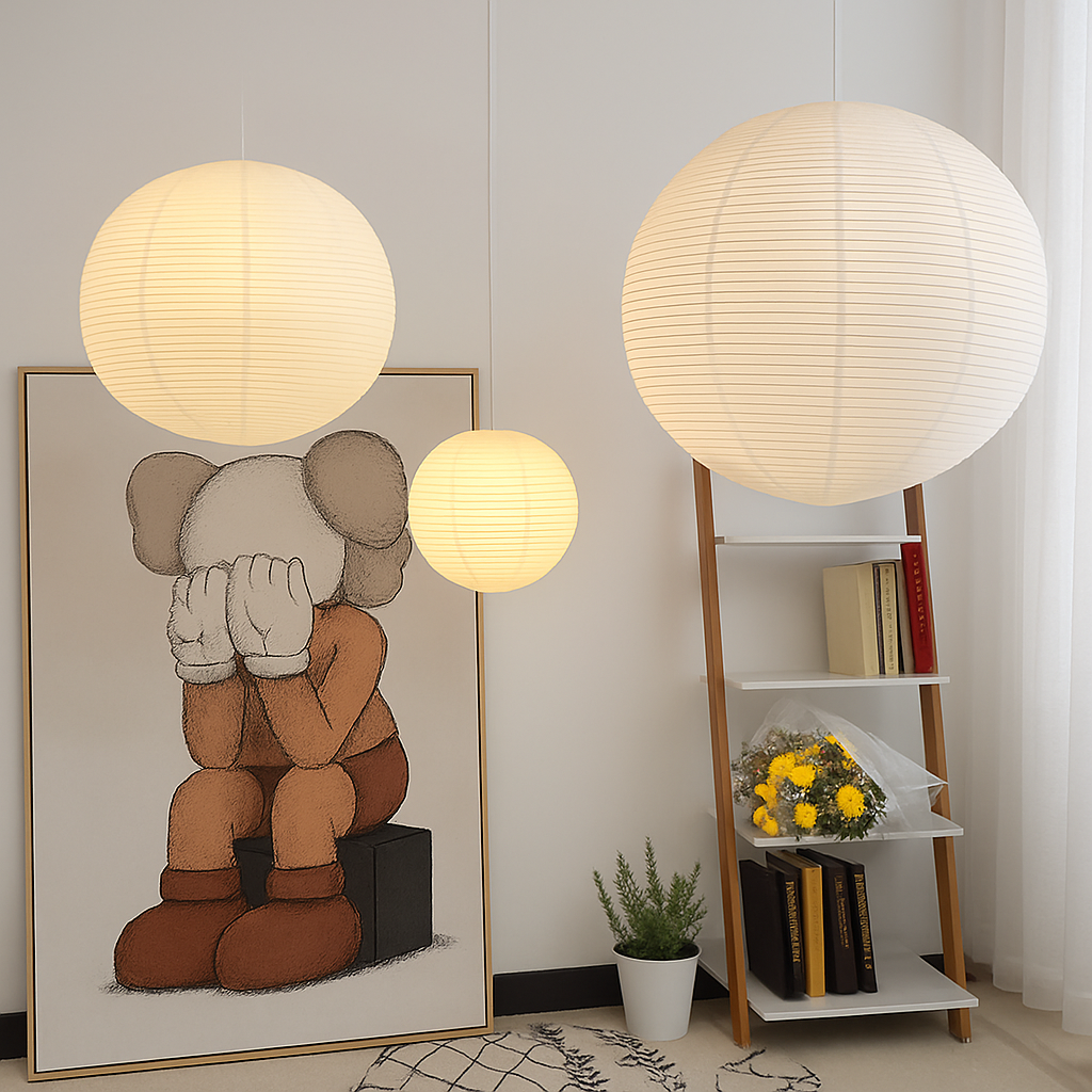 Suspension LED papier japonais sphères - vue 4 sur 11