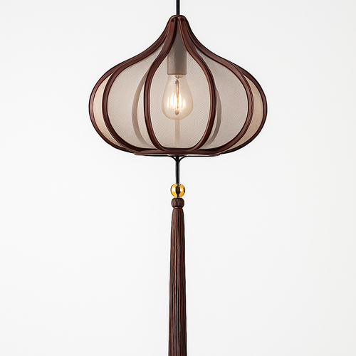 Suspension LED style chinois en tissu