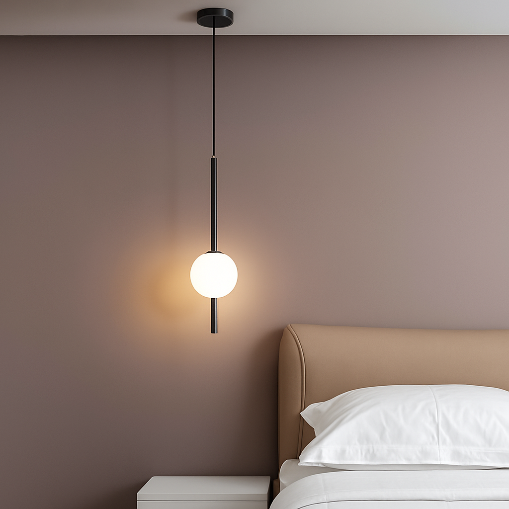 Suspension LED tube doré et boule - vue 5 sur 12