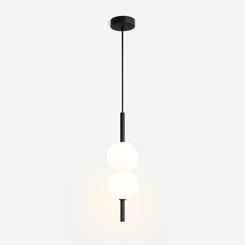 Suspension LED tube doré et boule - vue 7 sur 12