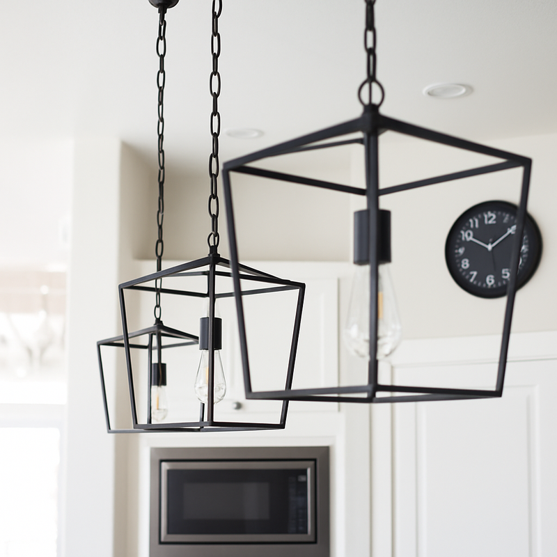 Suspension LED Vintage Loft Lanterne Suspension Hauteur Réglable Luminaire En Fer Pour Restaurant Cuisine Lumières Noires