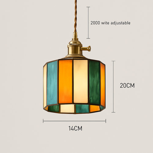 Suspension led vintage style japonais douille cuivre abat-jour verre - vue 17 sur 29