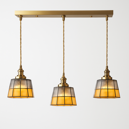 Suspension led vintage style japonais douille cuivre abat-jour verre - vue 19 sur 29