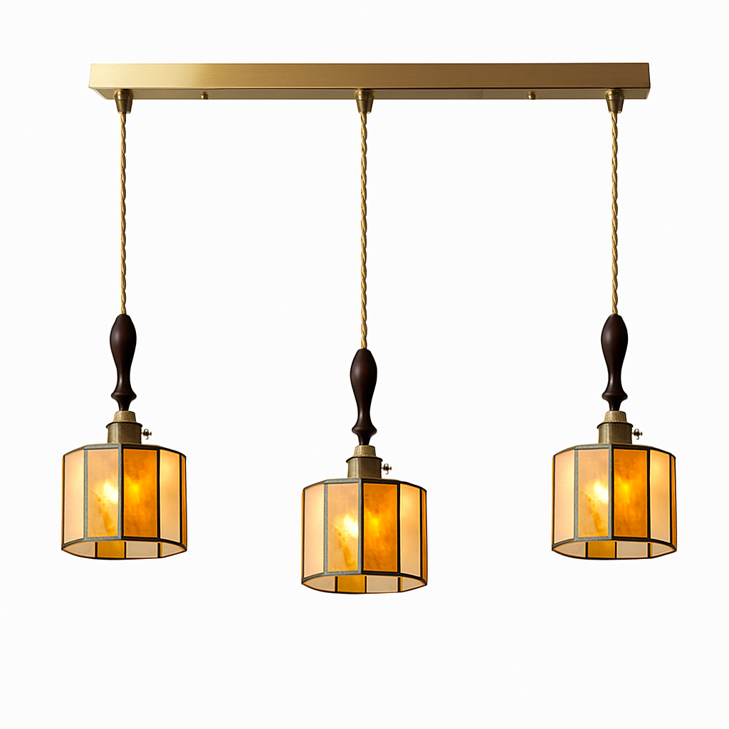 Suspension led vintage style japonais douille cuivre abat-jour verre - vue 29 sur 29