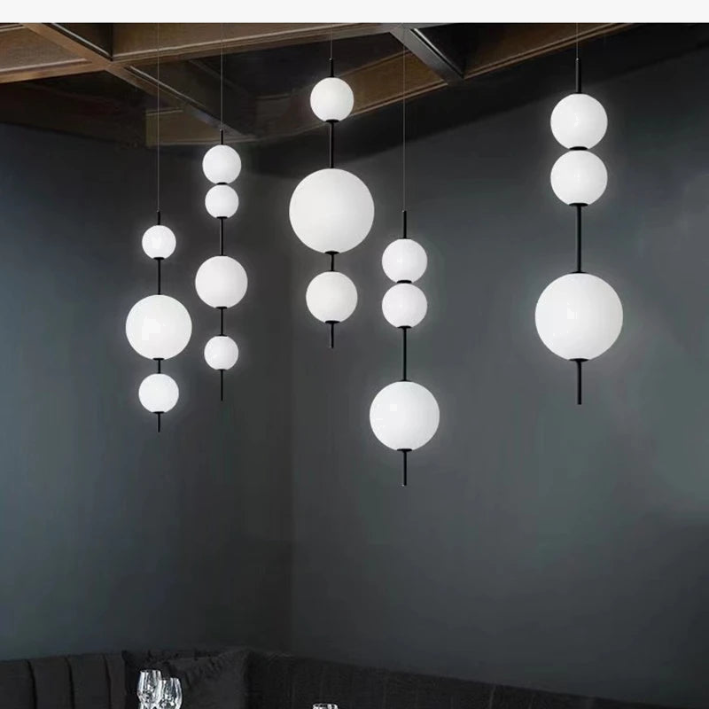 Suspension longue moderne LED Restaurant boule de verre suspension Café Bar Chambre Cuisine Salle à manger Déco luminaire à suspension
