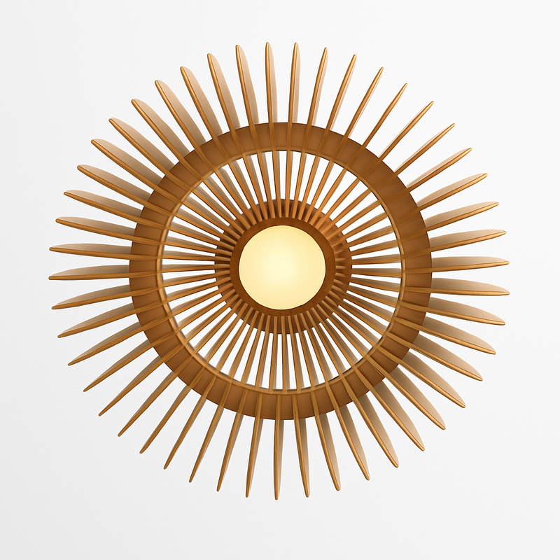 suspension lustre citrouille en bois naturel nordique éclairage