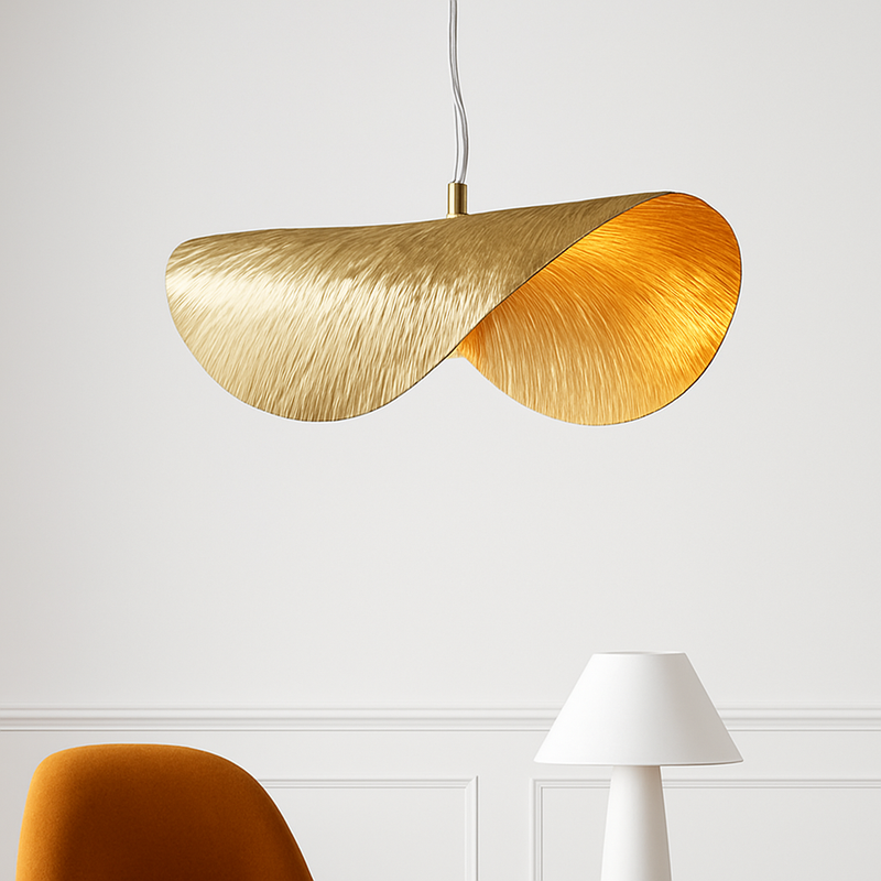 suspension minimaliste en cuivre avec fil réglable en laiton doré