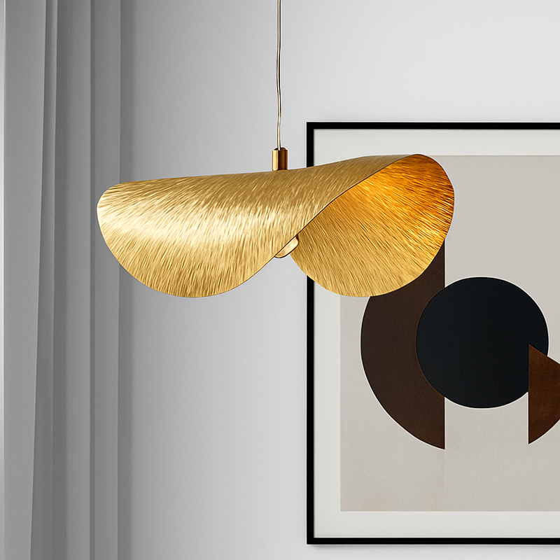 suspension minimaliste en cuivre avec fil réglable en laiton doré