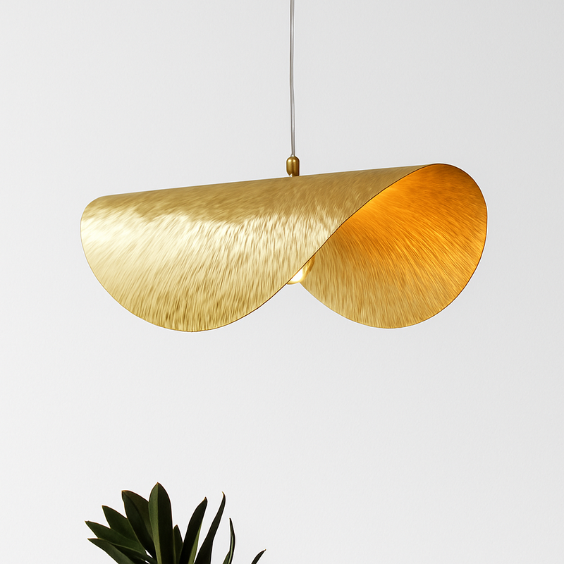 suspension minimaliste en cuivre avec fil réglable en laiton doré