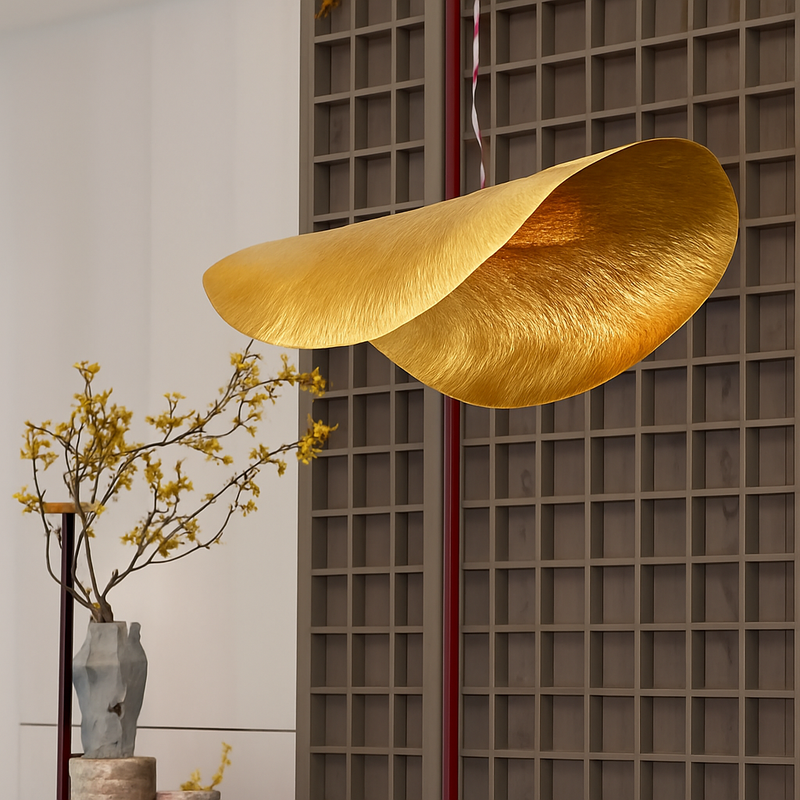 suspension minimaliste en cuivre avec fil réglable en laiton doré