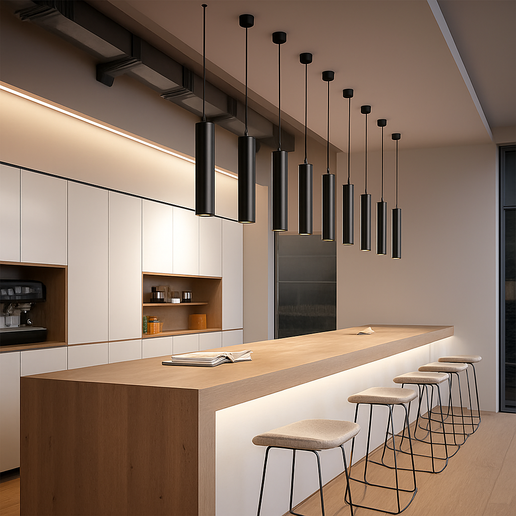 suspension moderne cylindrique en décoration intérieure nordique - vue 5 sur 12