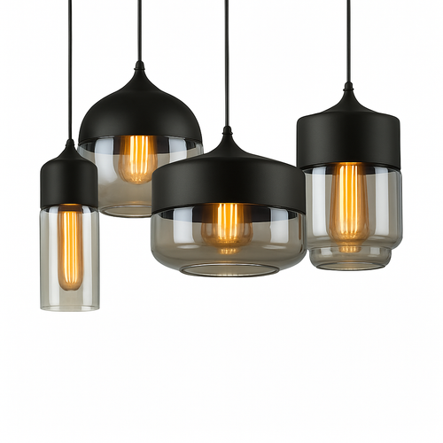 Suspension moderne design en verre et métal Loft
