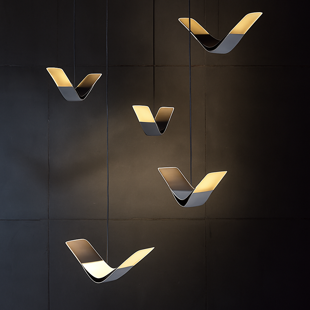suspension moderne design oiseau volant éclairage tricolore led - vue 3 sur 13