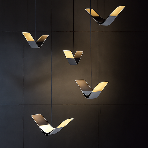 suspension moderne design oiseau volant éclairage tricolore led - vue 4 sur 13