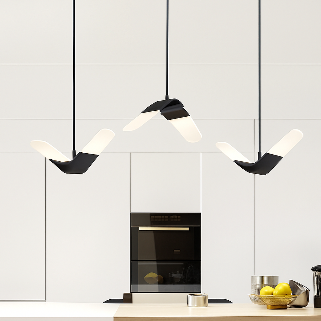 suspension moderne design oiseau volant éclairage tricolore led - vue 4 sur 13