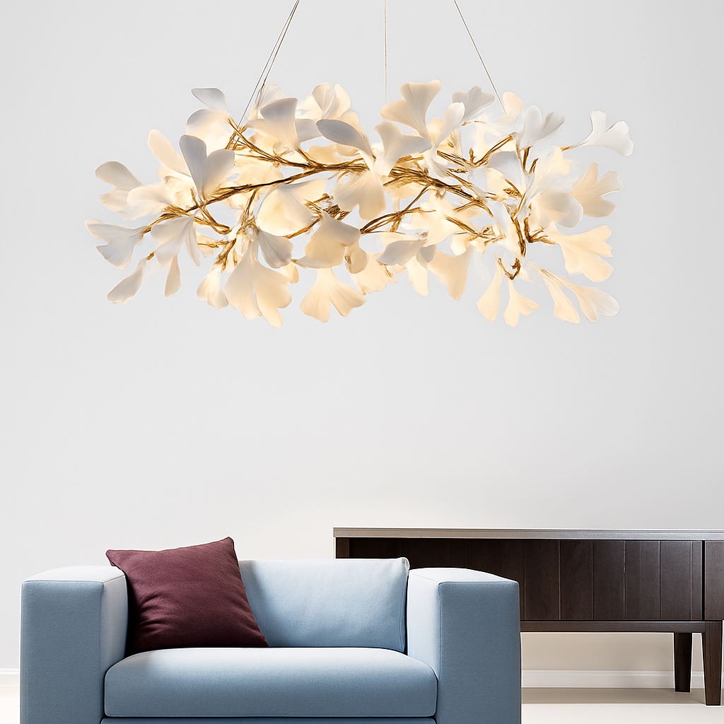 suspension moderne en forme de feuilles d'acrylique avec cordon réglable - vue 4 sur 10