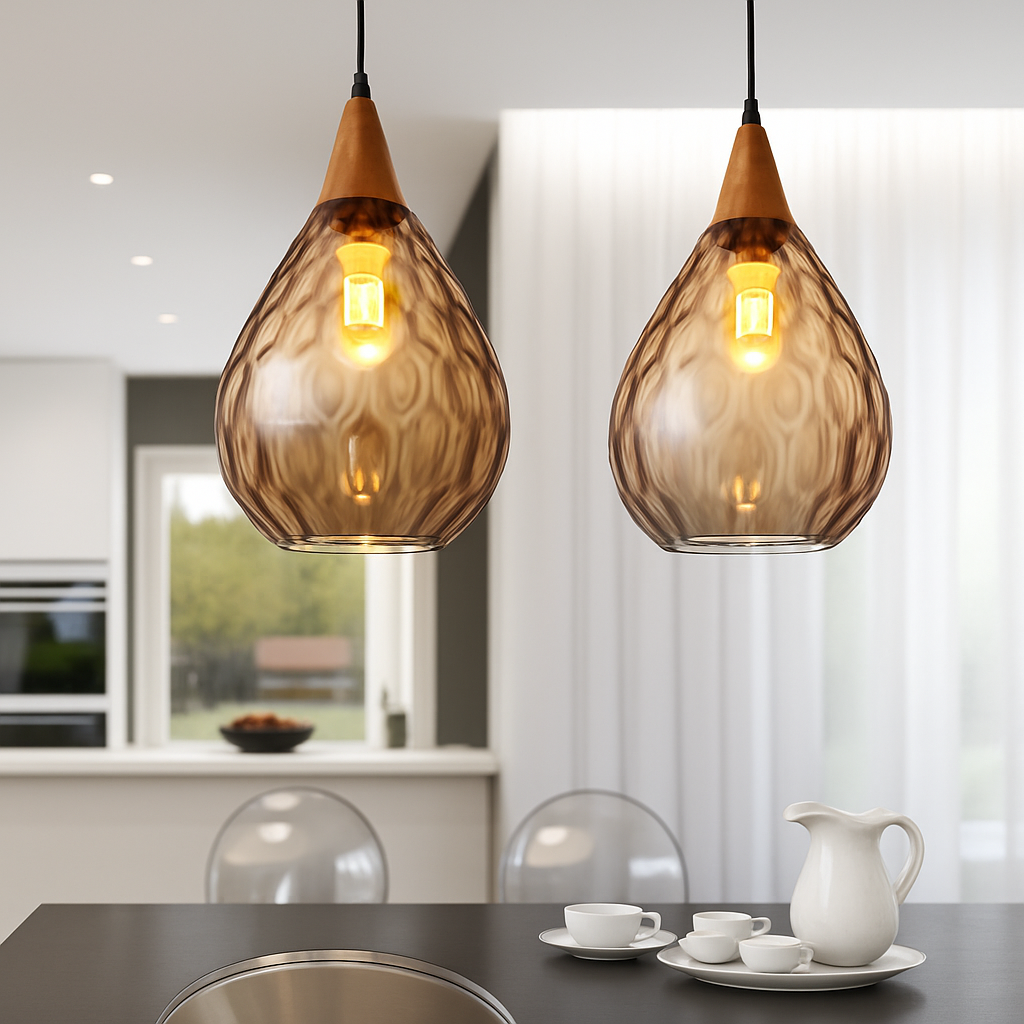 suspension moderne en verre gouttelettes d'eau luminaire décoratif - vue 4 sur 9