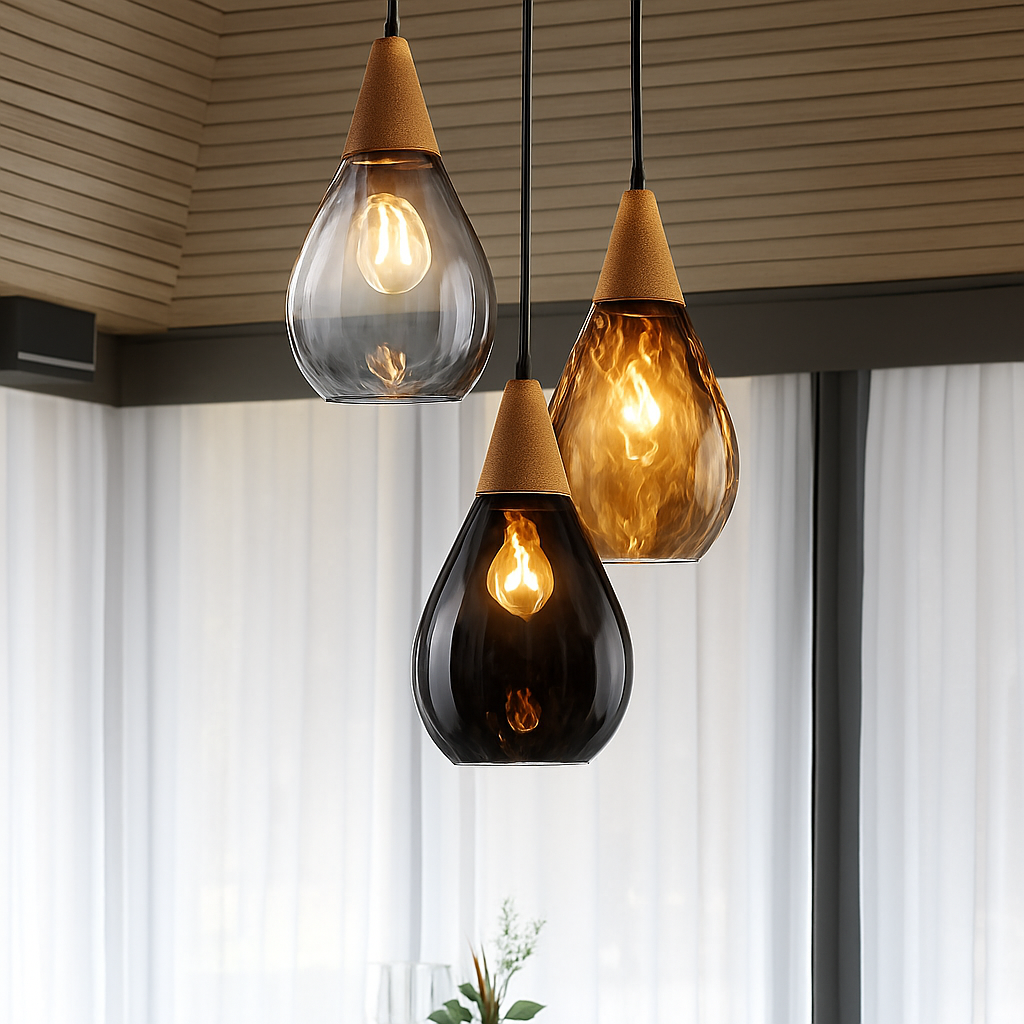 suspension moderne en verre gouttelettes d'eau luminaire décoratif - vue 6 sur 9