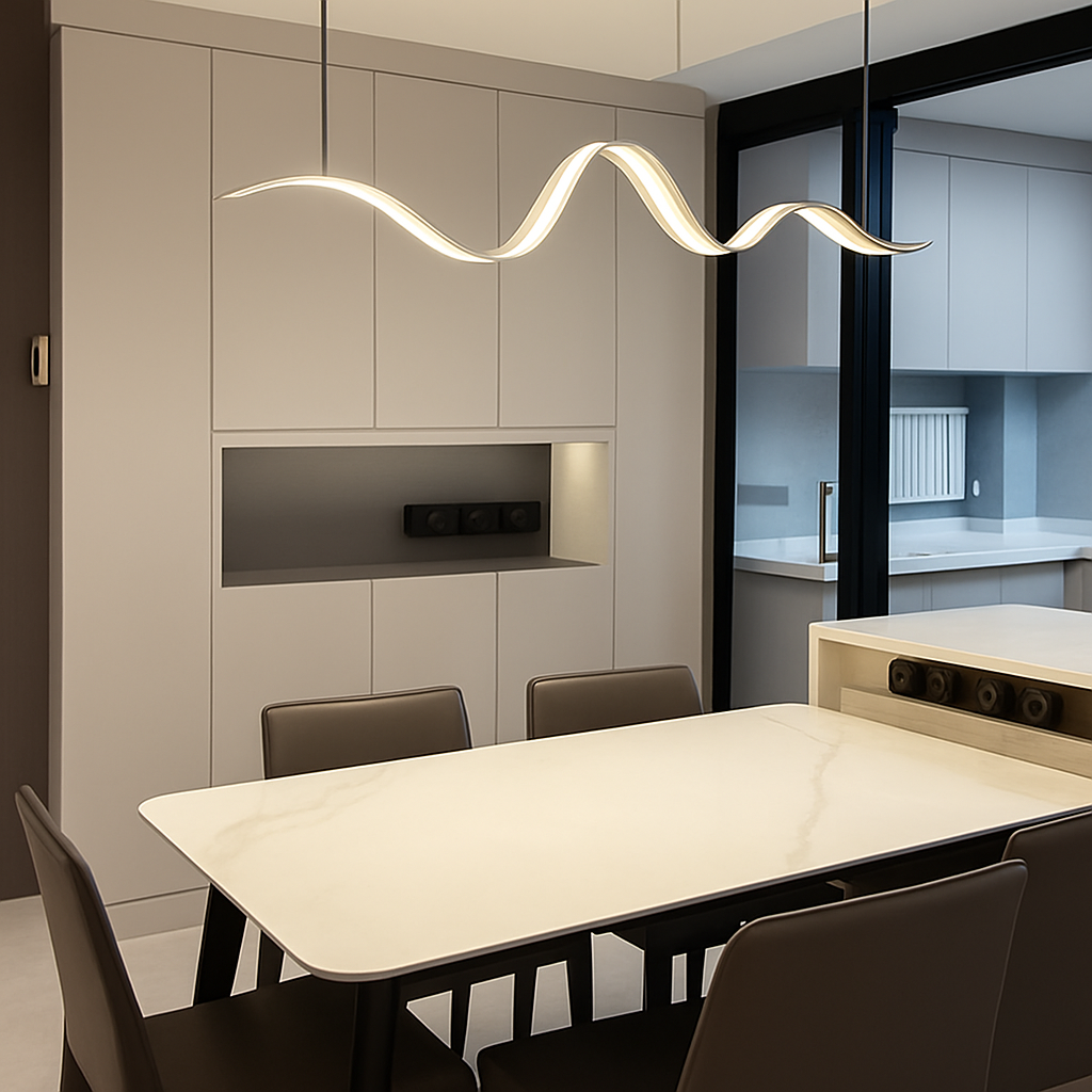 suspension moderne linéaire lumière pour décoration de table à manger - vue 6 sur 14