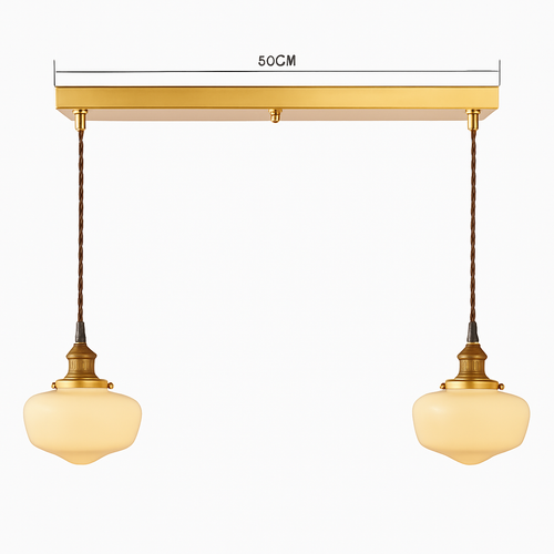 Suspension nordique dorée avec verre blanc - vue 30 sur 30