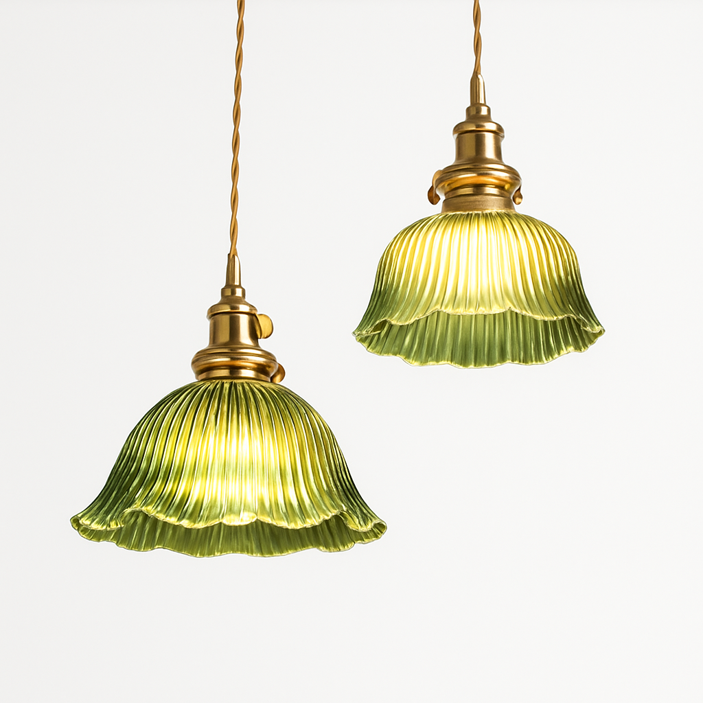 suspension nordique moderne avec abat-jour fleur en verre - vue 5 sur 30
