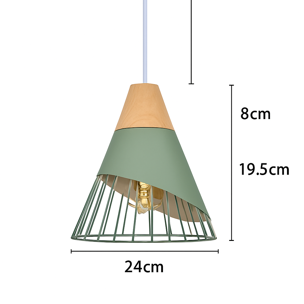 Suspension nordique verte en bois et métal - vue 16 sur 18