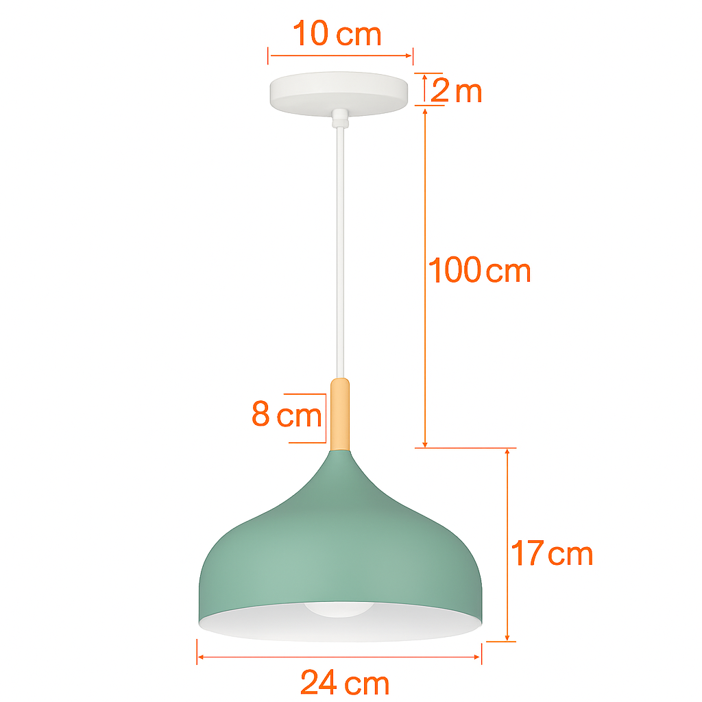 Suspension nordique verte en bois et métal - vue 18 sur 18