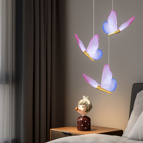 Suspension papillon LED moderne AC85-265V acrylique intérieur décoratif chambre à manger chevet lustre 3 couleurs plafonnier