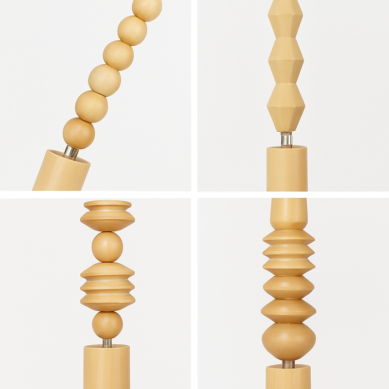 suspension rétro en bois de chêne avec perles géométriques