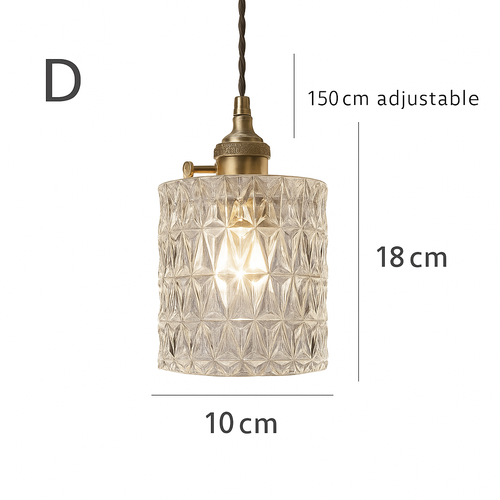 suspension rétro en laiton et verre gravé design élégant pour restaurant - vue 12 sur 13