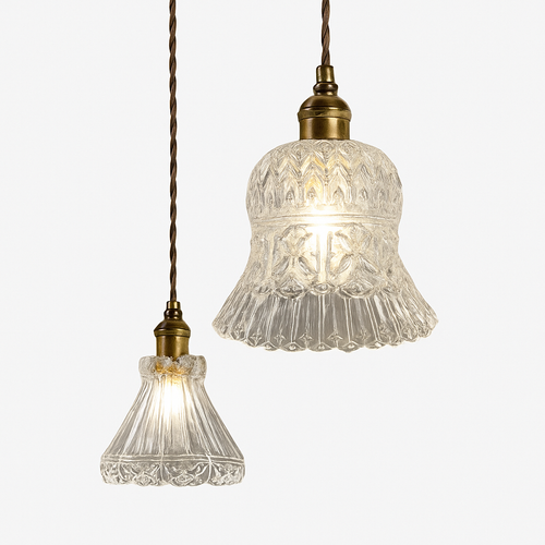 suspension rétro en laiton et verre gravé design élégant pour restaurant