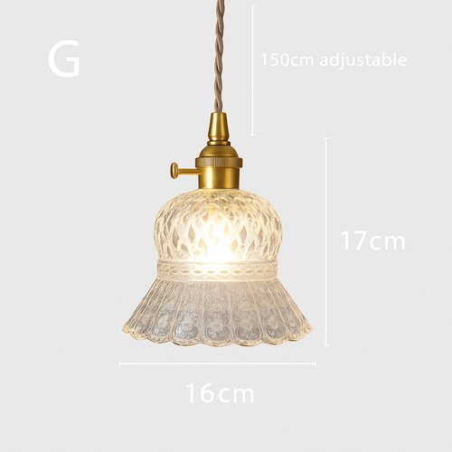 suspension rétro en laiton et verre gravé design élégant pour restaurant - vue 8 sur 13