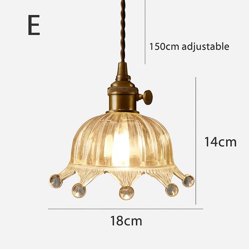 suspension rétro en laiton et verre gravé design élégant pour restaurant - vue 9 sur 13