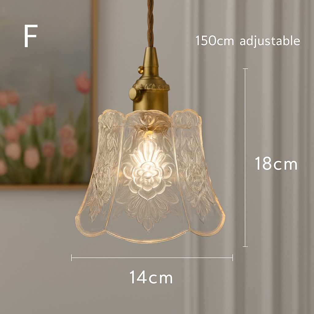 suspension rétro en laiton et verre gravé design élégant pour restaurant - vue 9 sur 13