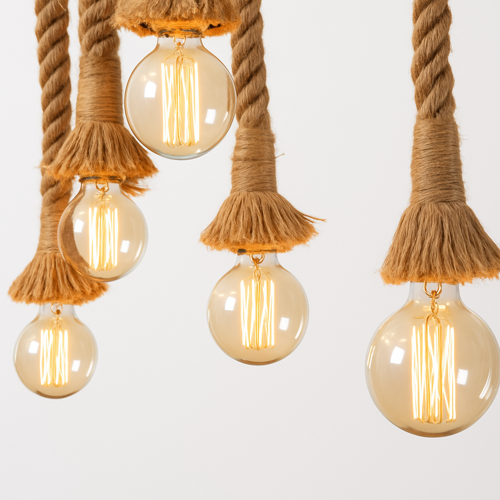 suspension rétro vintage en corde de chanvre style loft industriel