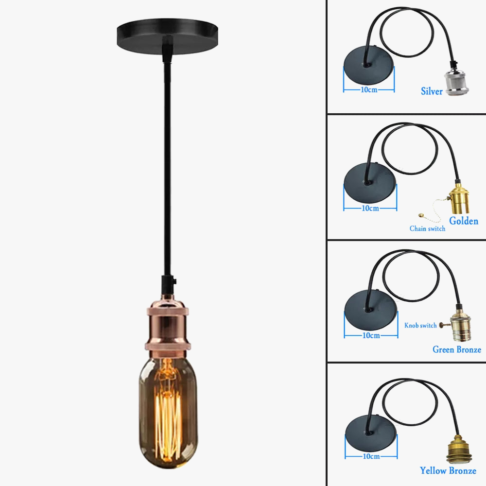 Suspension rétro Vintage minimaliste nordique lampes suspendues industrielles simples Edison E27 support de lampe douille plafonnier