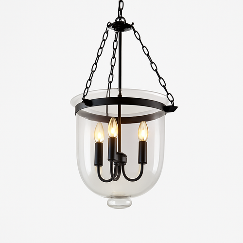 Suspension rustique en verre et métal rétro