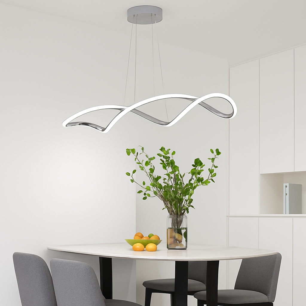 Suspension Suspension LED Lustres LED modernes pour salle à manger salon chambre L92cm Or / Chrome / Noir Télécommande / Contrôle APP - vue 4 sur 9