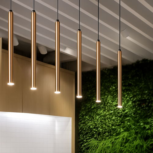 suspension tube doré pour restaurant et salle à manger - vue 3 sur 6