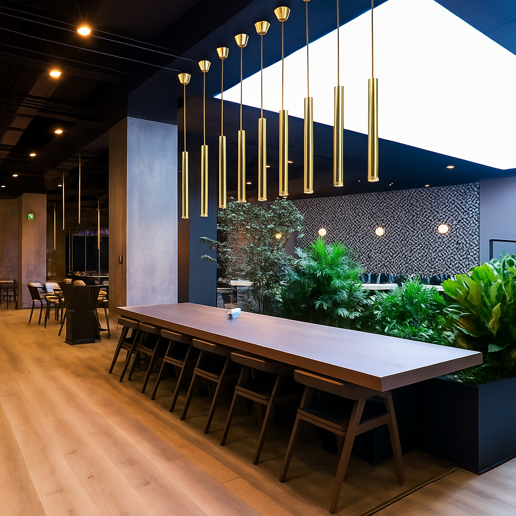 suspension tube led design moderne pour cuisine et bar - vue 5 sur 12