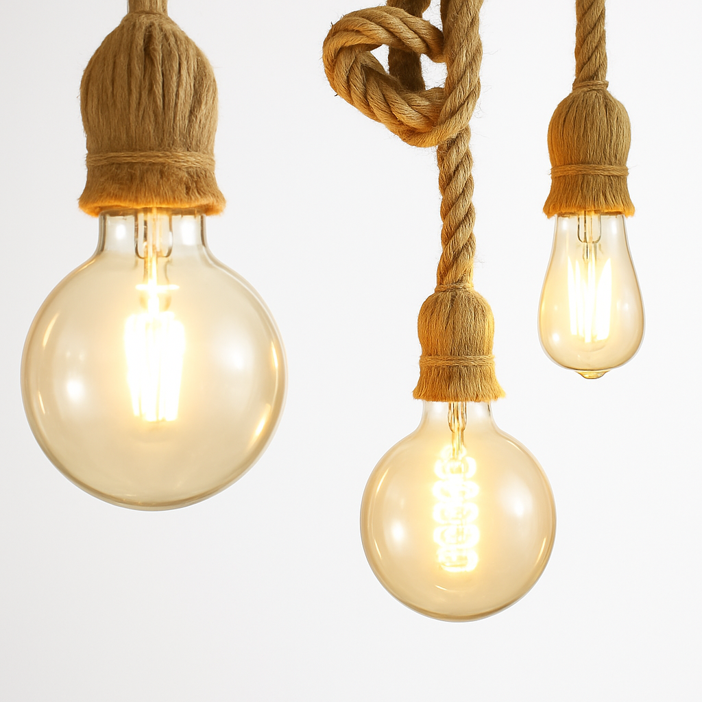 suspension vintage en corde de chanvre style industriel créatif - vue 7 sur 16