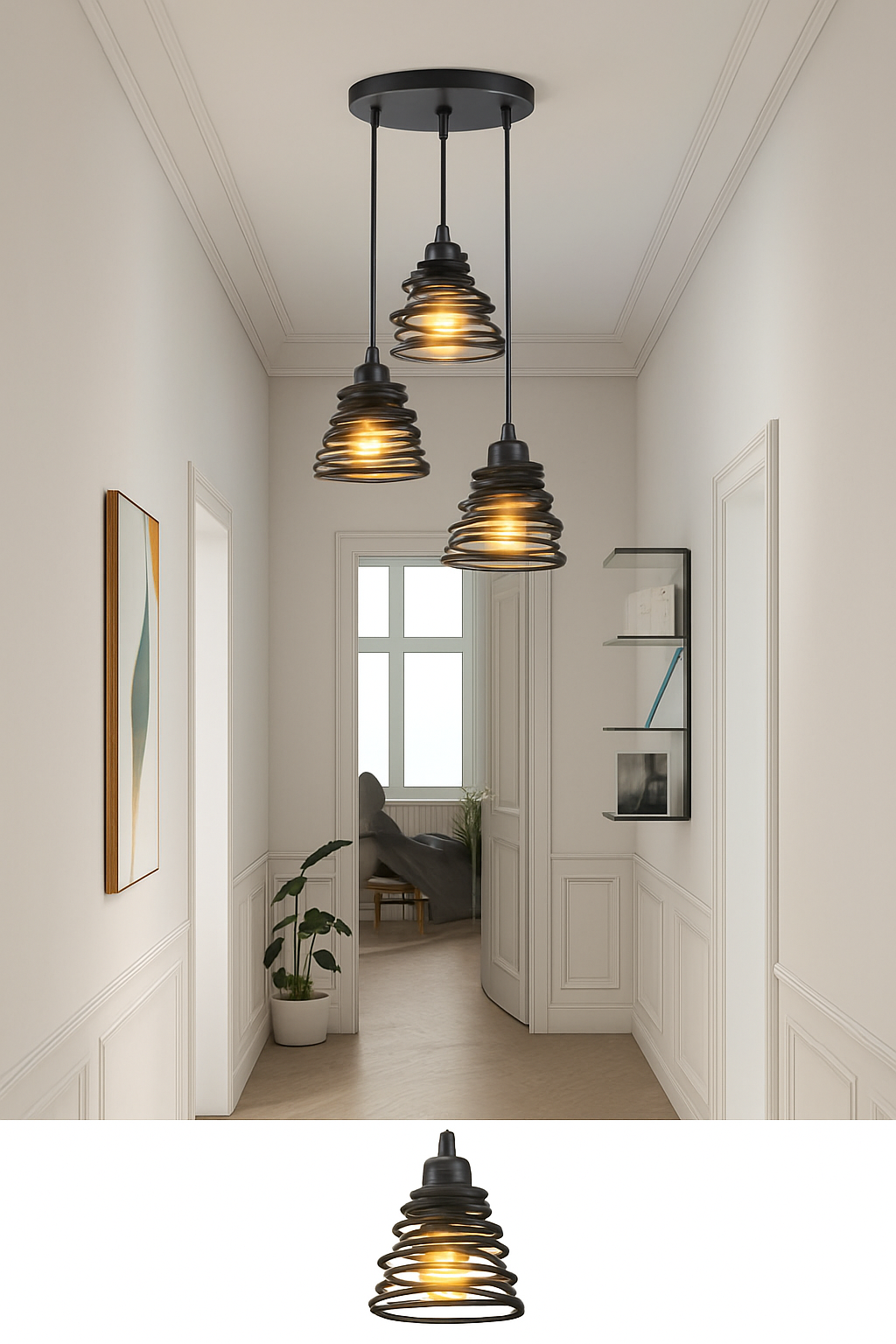 Suspension vintage en fer forgé pour intérieur moderne - vue 4 sur 18