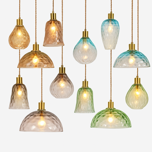 suspension vintage en verre coloré pour décoration nordique et loft