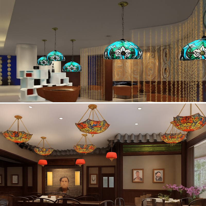 suspension vintage en verre teinté pour décoration artistique