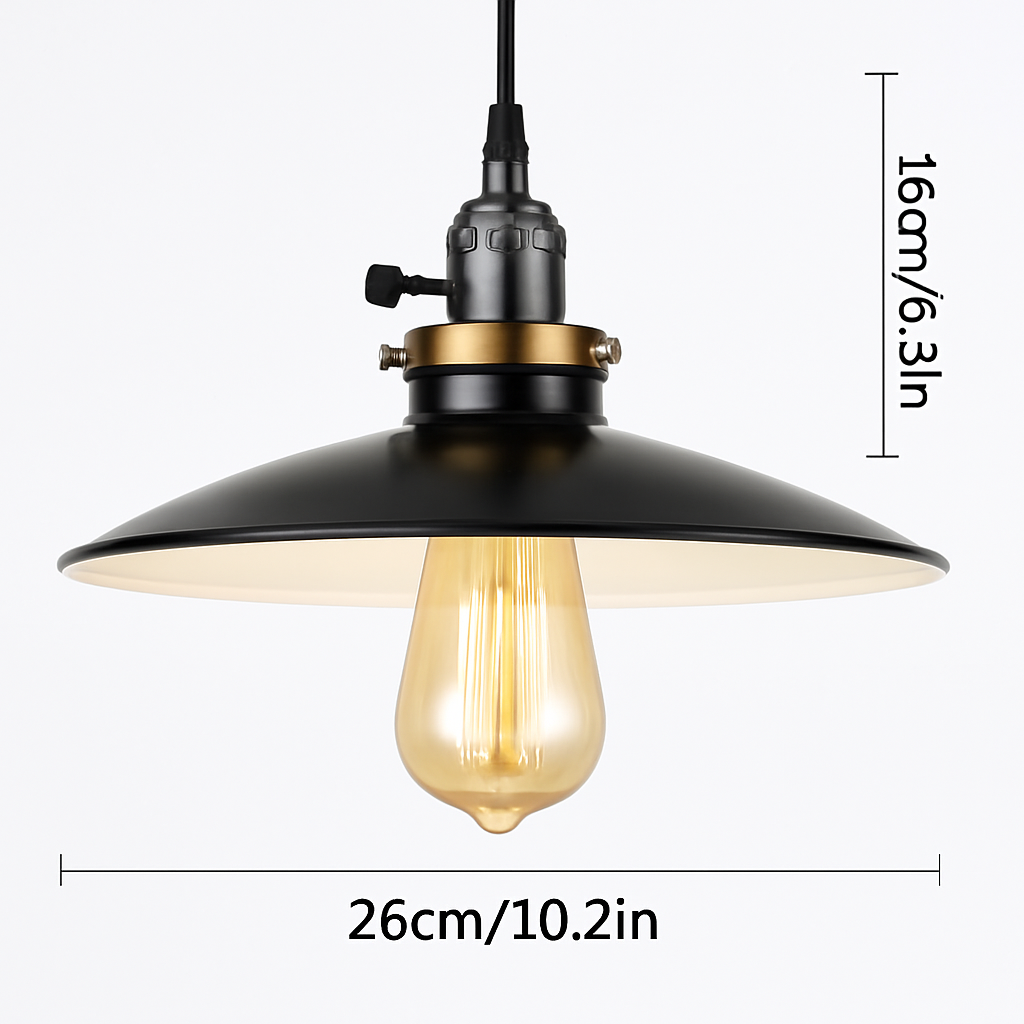 Suspension vintage à LED style rétro en métal - vue 8 sur 9