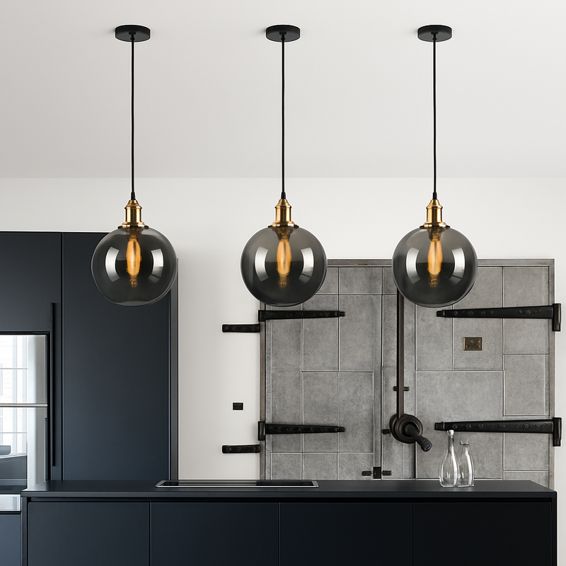 suspension vintage nordique en verre industriel pour bar