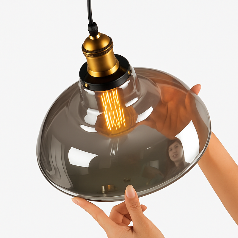 suspension vintage nordique en verre industriel pour bar